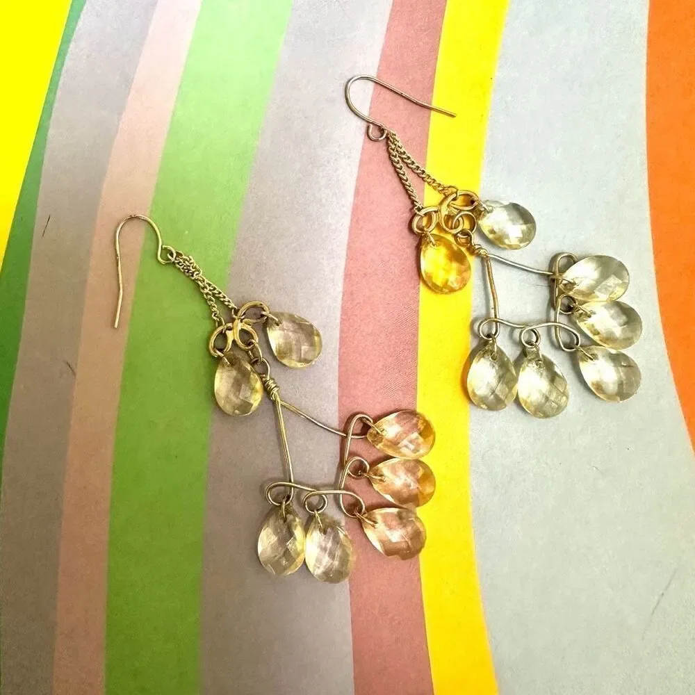 Silvertone clear beaded chandelier earrings